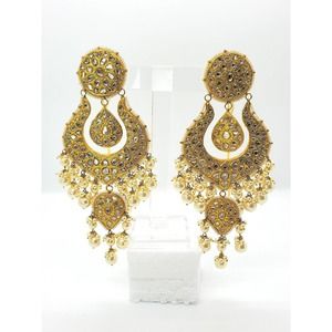 22kt Yellow Gold Kundan Polki Earring